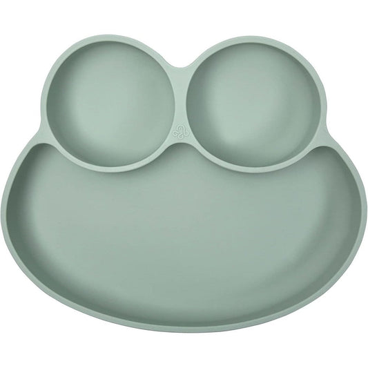 Abiie Octopod Frog Silicone Plate With Suction Sage Green Divided Toddler Feeding Dish BPA Free Spill Proof Training Plate - Image 1