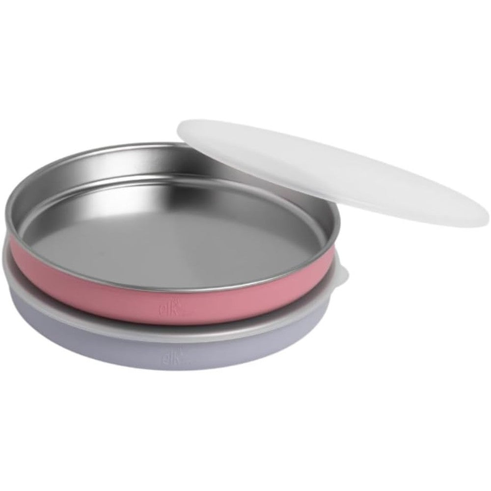 Elk and Friends stainless steel non-divided plates with silicone sleeve