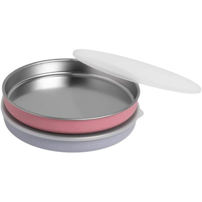 Elk and Friends stainless steel non-divided plates with silicone sleeve