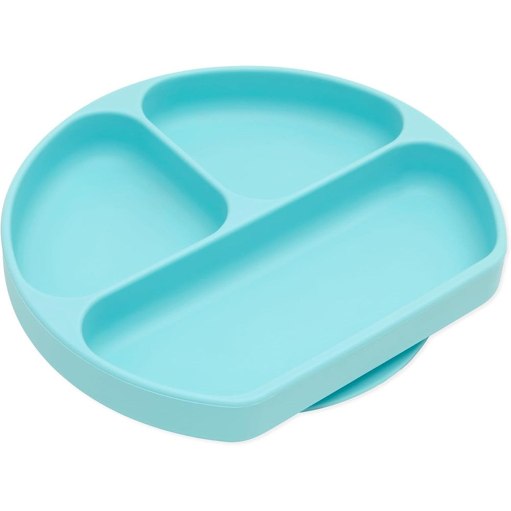 Bumkins silicone grip dish suction plate blue front view
