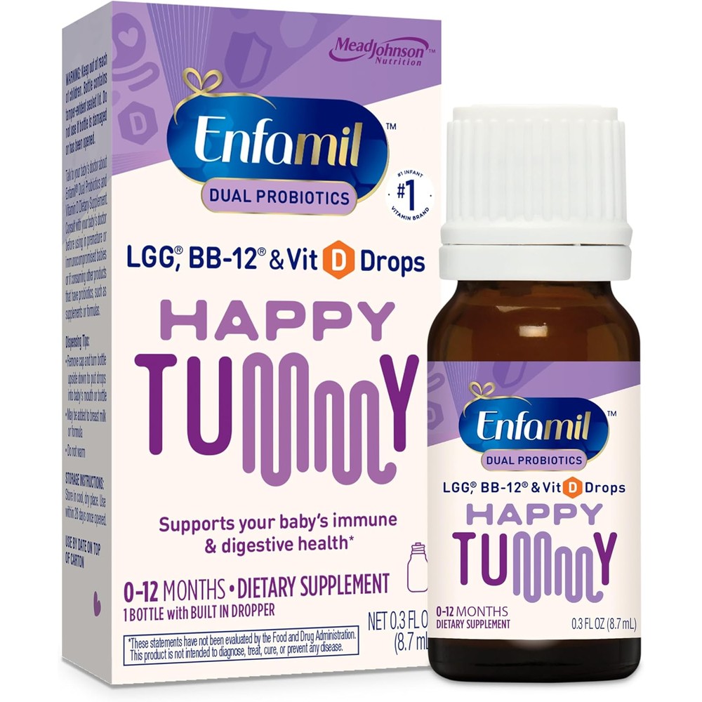 Enfamil Dual Probiotics and Vitamin D infant drops bottle front view
