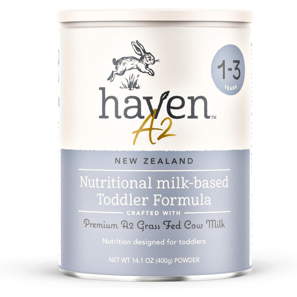 Haven USA Premium A2 Grass Fed Cow Milk Toddler Formula front container view showing nutritional benefits