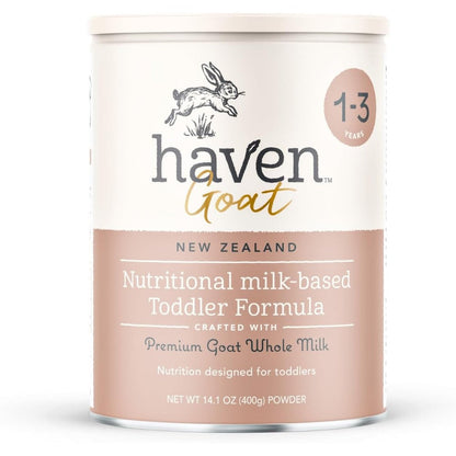 Haven Goat Toddler Formula front view of the premium fourteen point one ounce can.