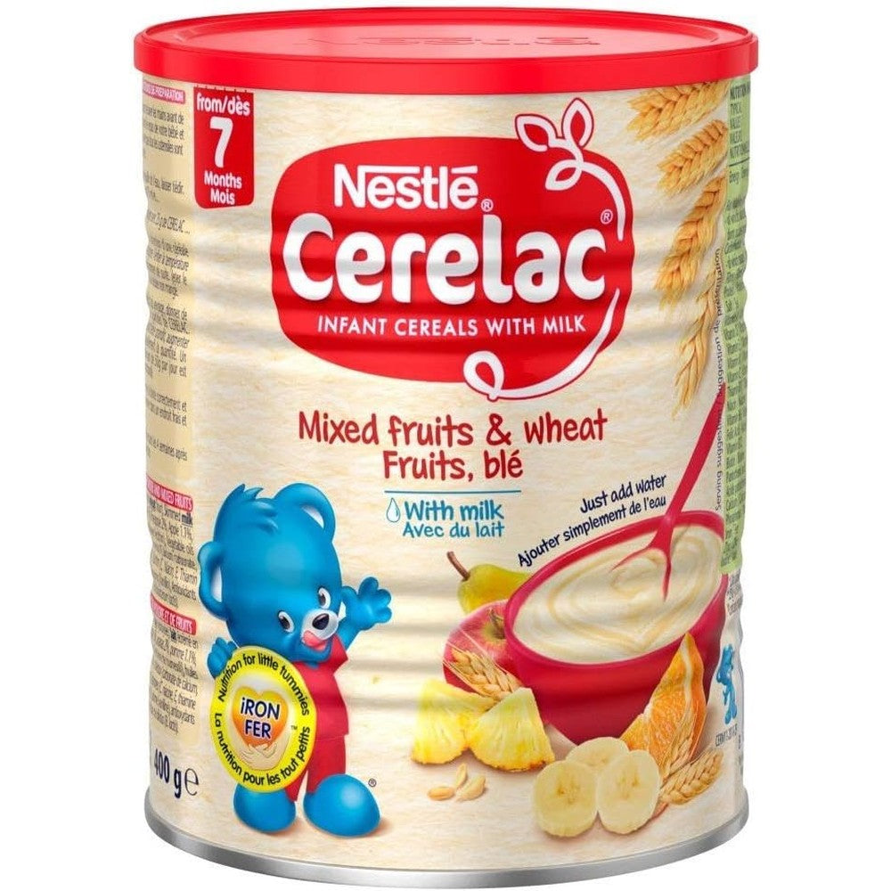 Nestle Cerelac Mixed Fruits And Wheat With Milk Infant Cereal 14.1 Ounce Can front view