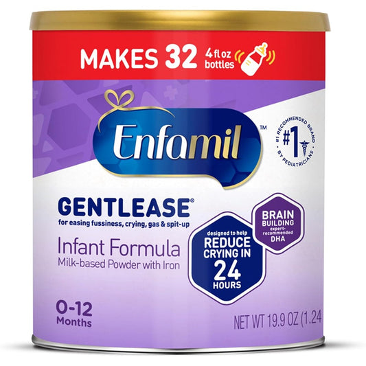 Enfamil Gentlease baby formula front view of 19.9 ounce container