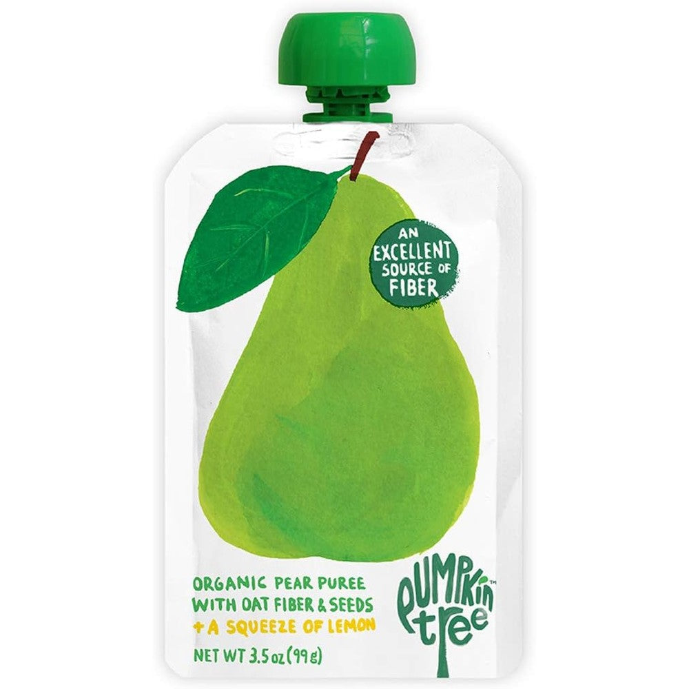 Pumpkin Tree Organics fruit snack pouch pear fiber and lemon front view