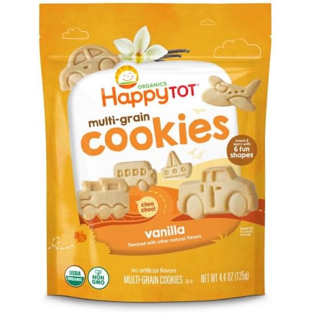 Happytot Organic Multi-Grain Cookies Vanilla front view pack of five