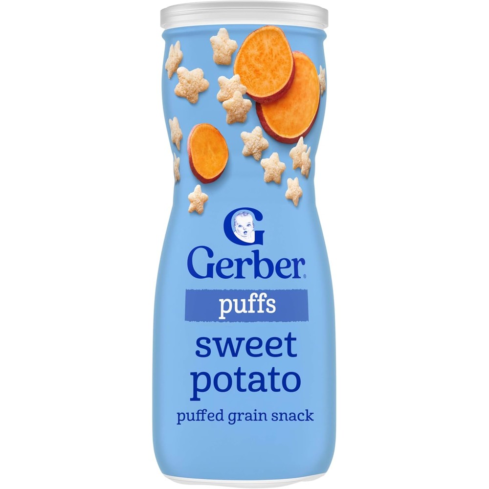 Gerber Stage 3 Sweet Potato Puffs front view canister