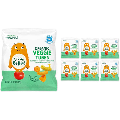 Little Bellies Organic Veggie Tubes Toddler Snack pack front view for premium baby finger foods