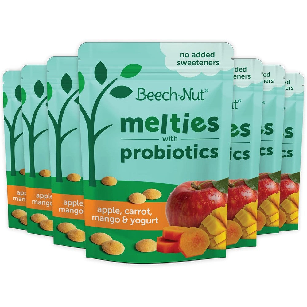 Beech-Nut Probiotic Melties Apple Carrot Mango Yogurt seven pack front view