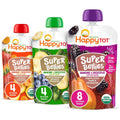 HAPPYTOT Organics Stage 4 Super Bellies fruit and veggie puree variety pack front view
