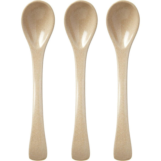 Nuby eco friendly natural rice husk three piece spoon set front view packaging
