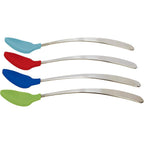 First Essentials by NUK Soft-Bite Infant Spoons four pack front view showing colorful silicone tips.