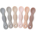 PrimaStella Little Dippers First Stage Silicone Baby Spoon 6 Pack front view showing the neutral palette colors.