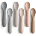 NETANY 6 Pack Baby Spoons front view showcasing six colorful pastel training utensils for self feeding.