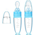 WeeWonders silicone baby feeding spoons blue front view for infant weaning.