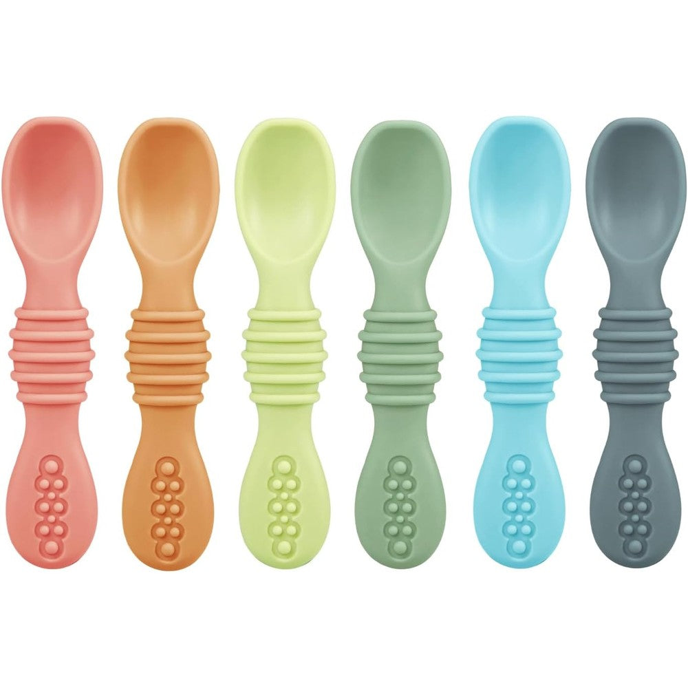 PandaEar silicone baby spoons front view of six pack set