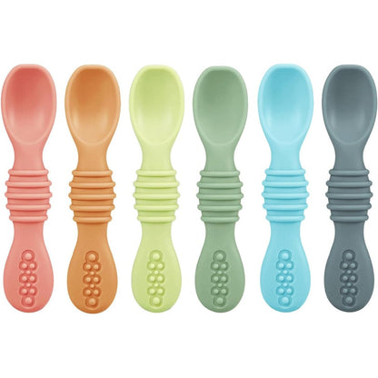 PandaEar silicone baby spoons front view of six pack set