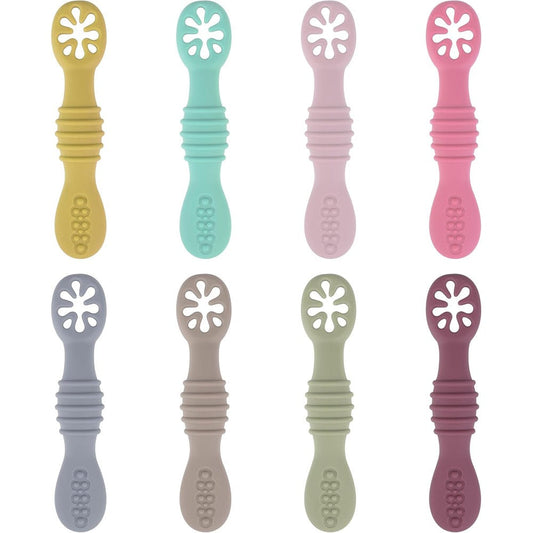 DF DUALFERV silicone baby weaning spoons front view showcasing multicolor eight piece set.