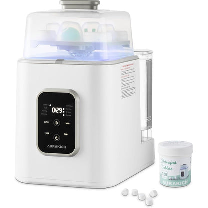 AURAKICH baby bottle washer sterilizer and dryer professional all in one appliance front view on kitchen counter