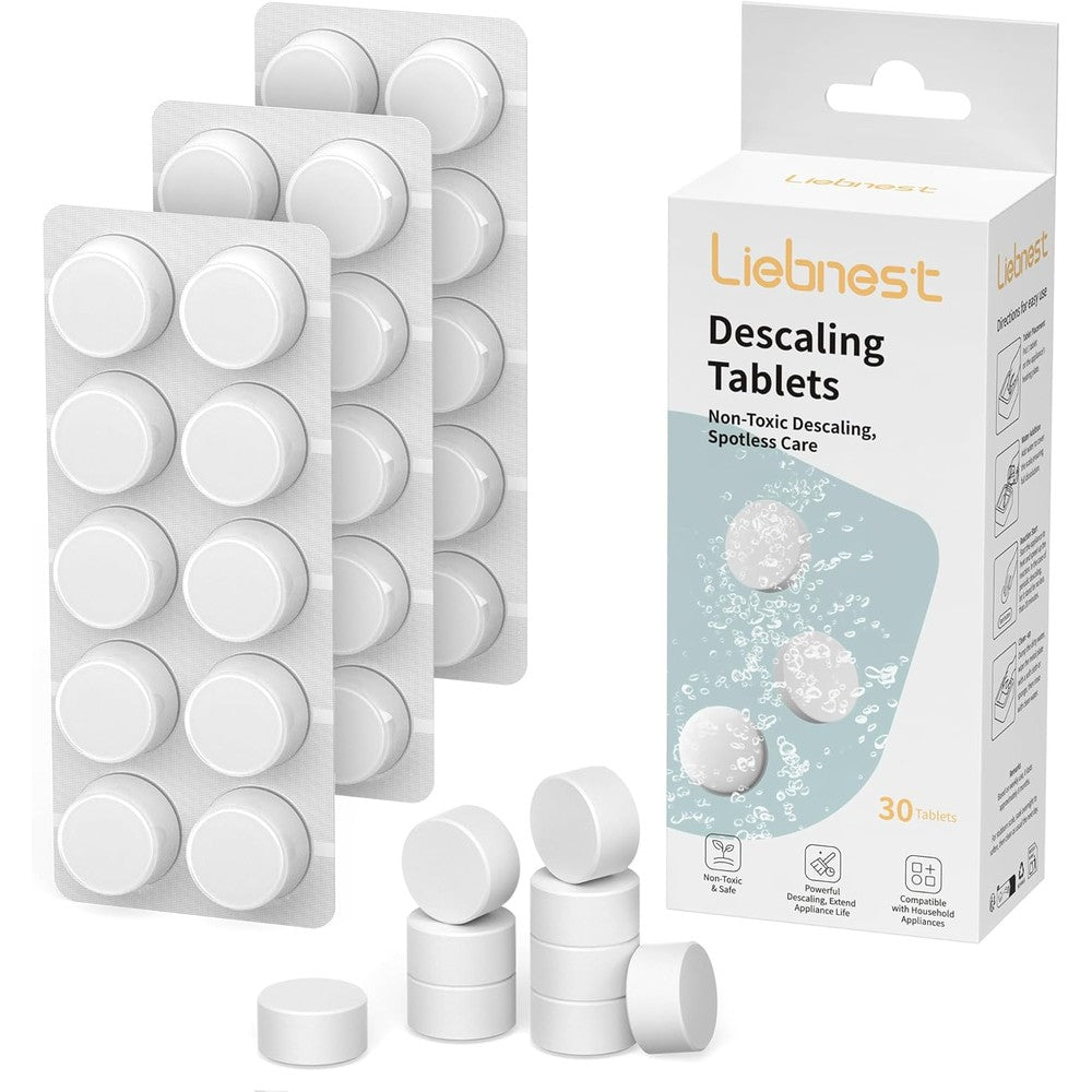 Baby Brezza universal descaling tablets front packaging view for baby appliance maintenance.