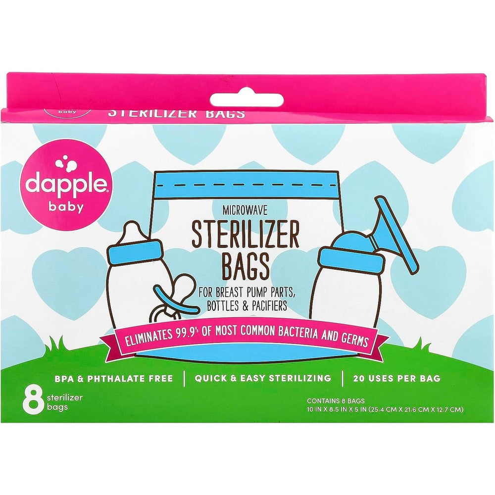 Dapple Baby microwave sterilizer bags front packaging view for baby bottles