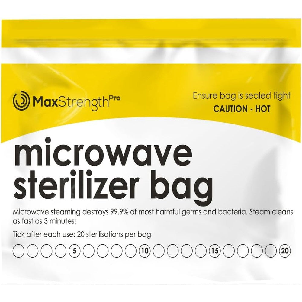Max Strength Pro microwave steam sterilizer bags front view packaging
