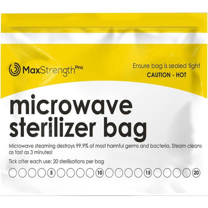 Max Strength Pro microwave steam sterilizer bags front view packaging