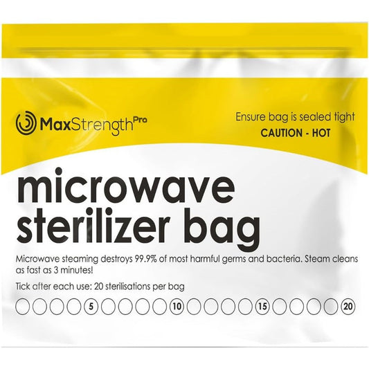 Max Strength Pro microwave steam sterilizer bags front view packaging