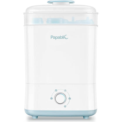 Papablic Baby Bottle Sterilizer and Dryer Pro front view with bottles