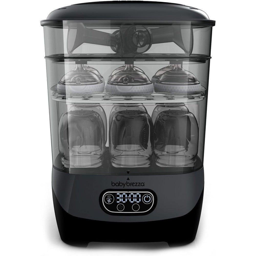 Baby Brezza Bottle Sterilizer and Dryer Advanced front view in charcoal