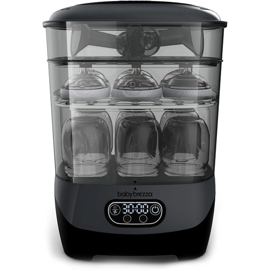 Baby Brezza Bottle Sterilizer and Dryer Advanced front view in charcoal
