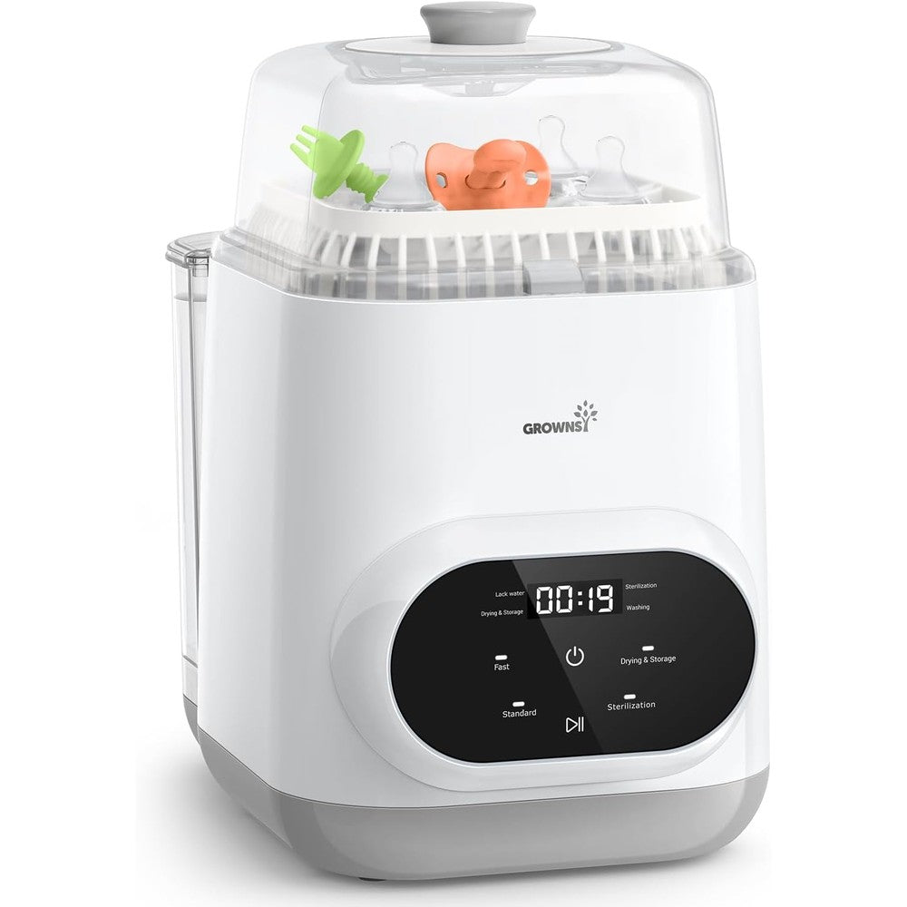 Grownsy EaseClean Bottle Washer Pro front view showing the sleek black finish