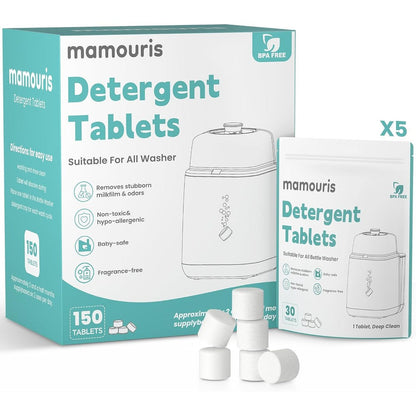Mamouris detergent cleaning tablets front view 150 count pack