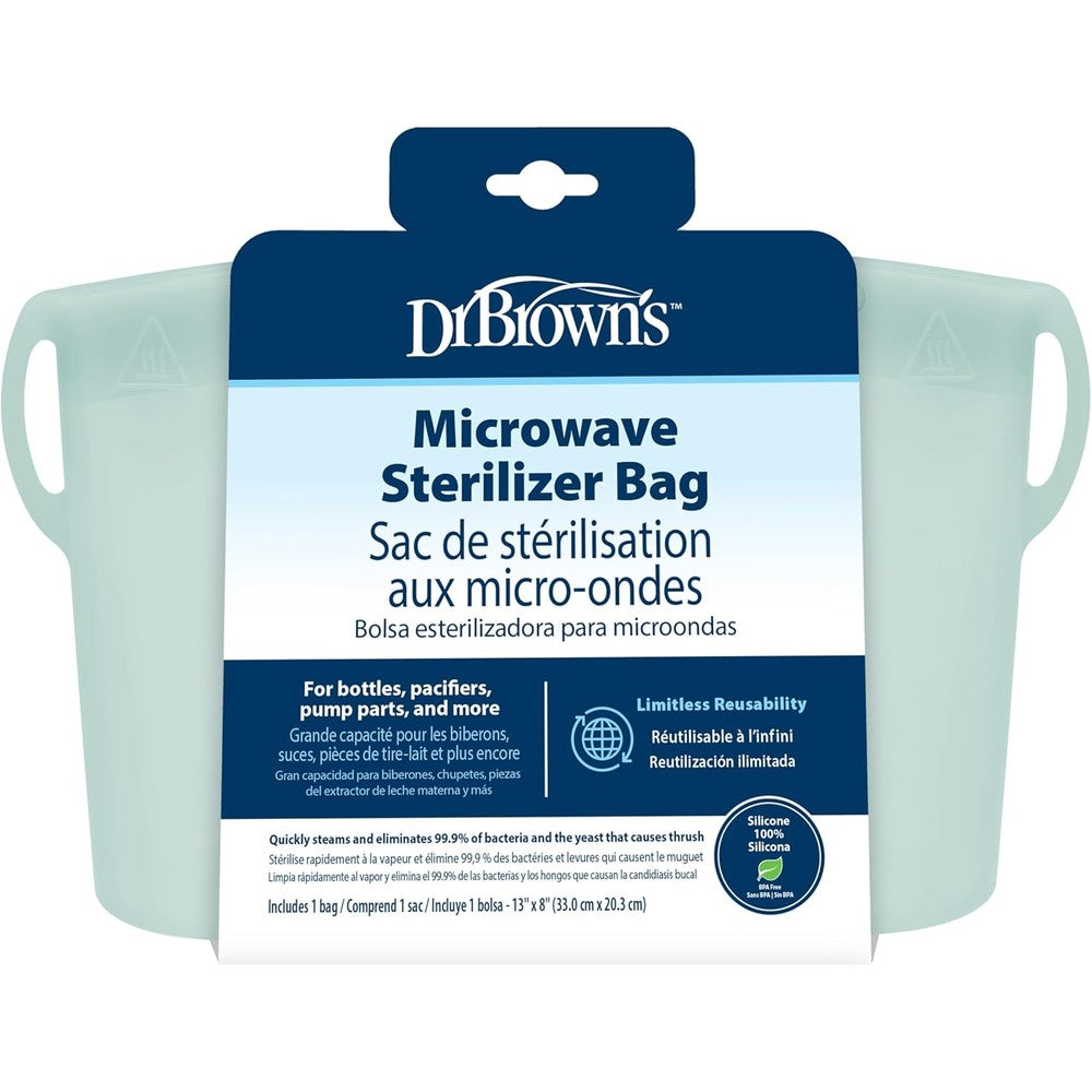 Dr. Brown's microwave steam sterilizer bag front view for baby bottles