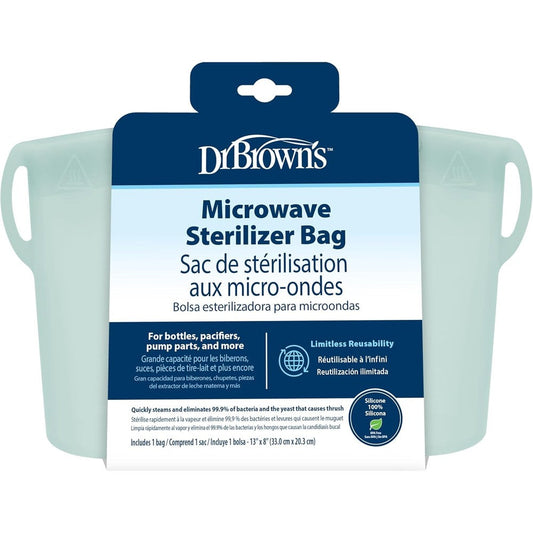 Dr. Brown's microwave steam sterilizer bag front view for baby bottles