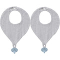 TongTongBBCare baby bandana bib set with blue silicone teether front view