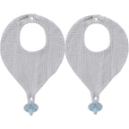 TongTongBBCare baby bandana bib set with blue silicone teether front view