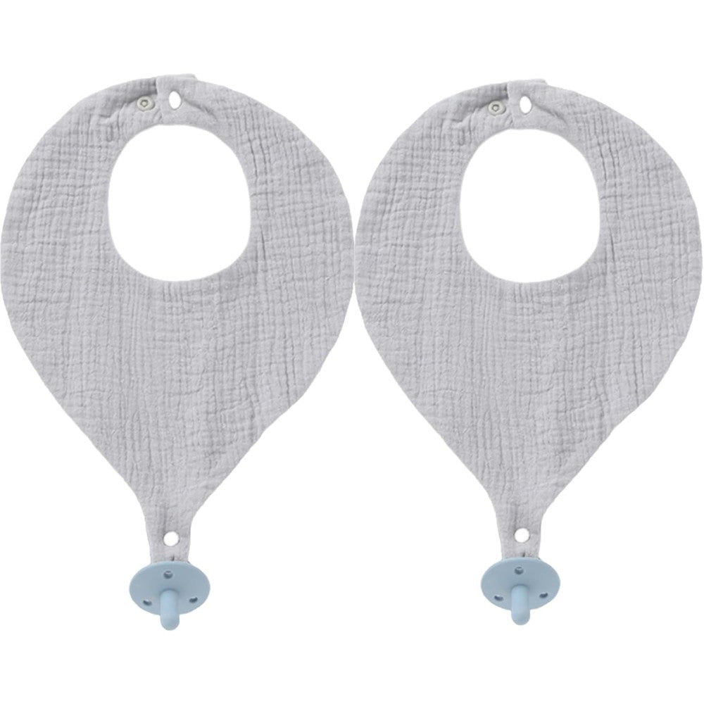 TongTongBBCare baby bandana bib set with blue silicone teether front view