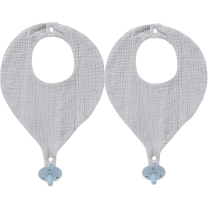 TongTongBBCare baby bandana bib set with blue silicone teether front view