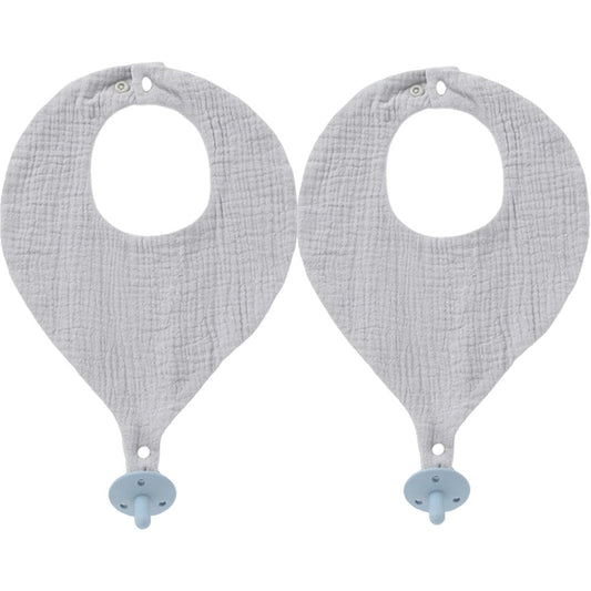 TongTongBBCare baby bandana bib set with blue silicone teether front view