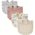 Zainpe 4 Pack Muslin Baby Bibs front view soft cotton design