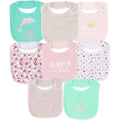 Maiwa cotton waterproof baby girls 8 pack bibs front view