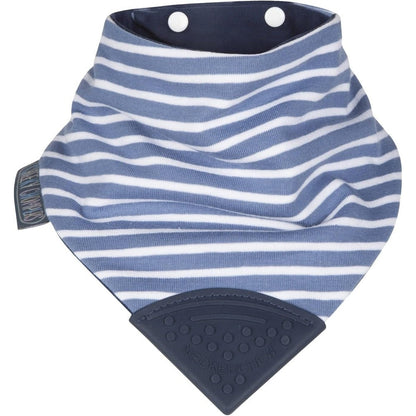 Cheeky Chompers Neckerchew teething bib front view showcasing premium bandana fabric and attached silicone teether.