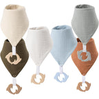 Coorobin Baby Bandana Drool Bibs 6 Pack With Detachable Teething Toy 100 Percent Organic Cotton Soft Absorbent Bibs For Teething Infants - Image 1