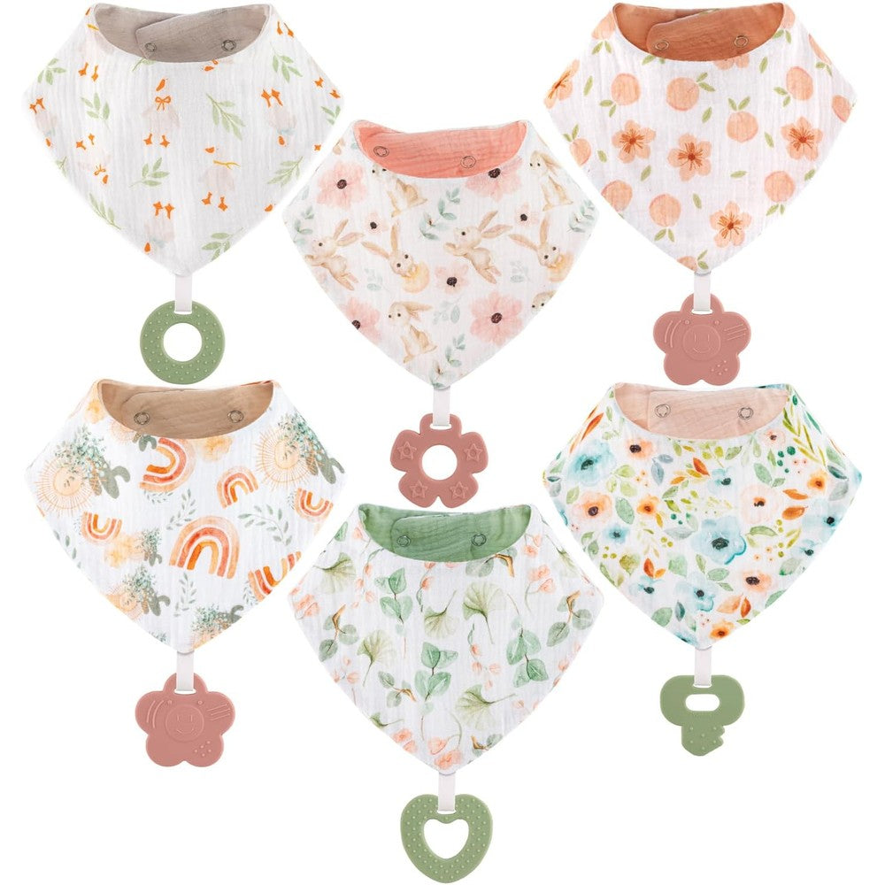 Vuminbox baby bandana drool bibs with attached silicone teethers front view