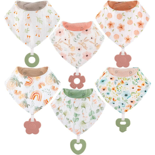 Vuminbox baby bandana drool bibs with attached silicone teethers front view