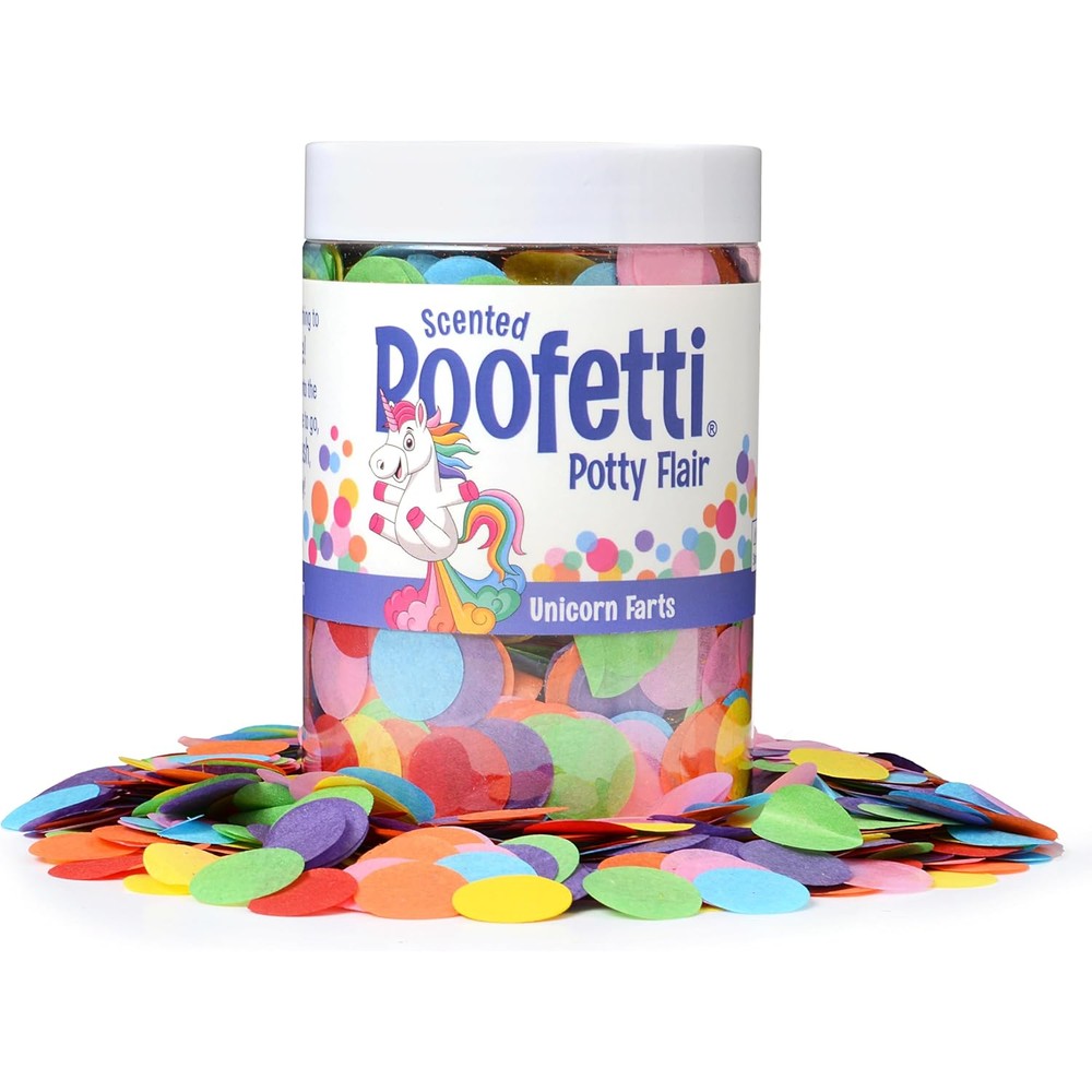 PrimaStella Poofetti Potty Flair front view with Unicorn Farts branding