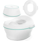 Frida Baby 3-in-1 Grow-With-Me Potty Training Toilet in white and teal front view
