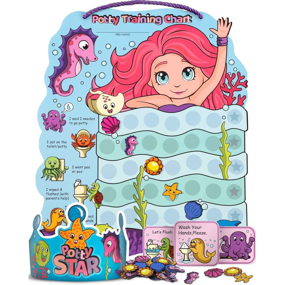 Putska mermaid theme potty training reward chart front view